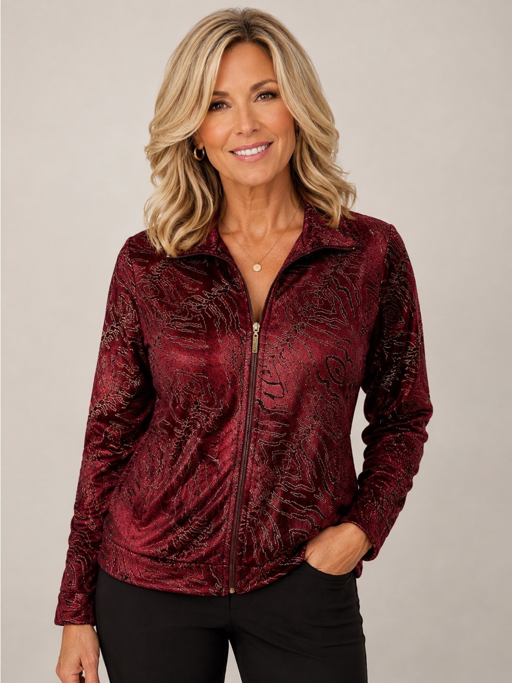 Mirror Image Black Cherry Tiger Print Sweater colors of gold, black size L